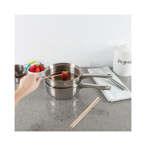 Hastings Home Stainless Steel 6 Cup Double Boiler 1.5 Quart Saucepan 2-in-1 Combo with Vented Glass Lid Cookware - 125270LAG