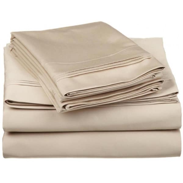Impressions By Luxor Treasures Egyptian Cotton 650 Thread Count Solid Sheet Set Olympic Queen-Linen - 650OQSH SLLN