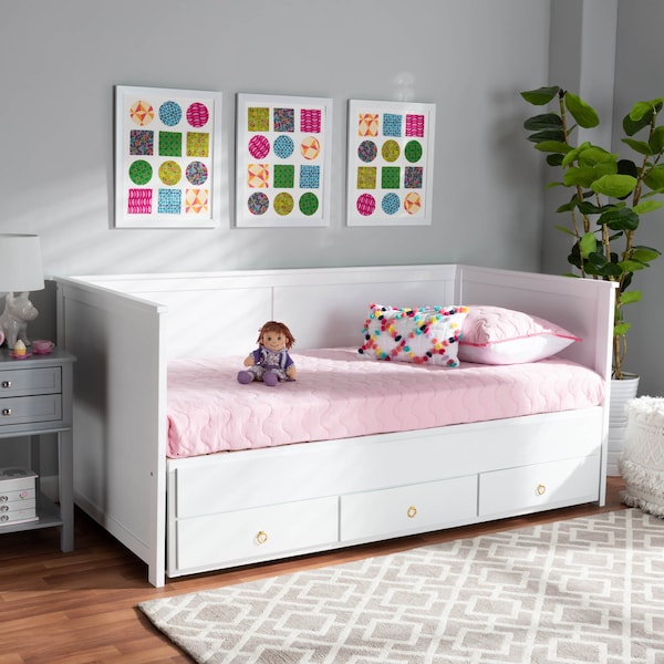 Baxton Studio Thomas White Wood Expandable Twin Size to King Size Daybed - 167-10732
