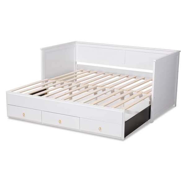 Baxton Studio Thomas White Wood Expandable Twin Size to King Size Daybed - 167-10732