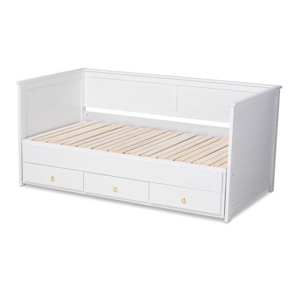 Baxton Studio Thomas White Wood Expandable Twin Size to King Size Daybed - 167-10732