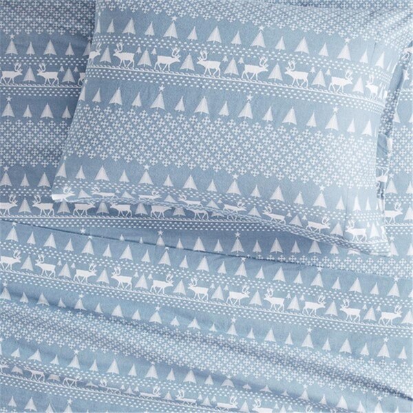 Woolrich Cozy Flannel Sheet Set, Blue Winter Frost - Queen - WR20-2031