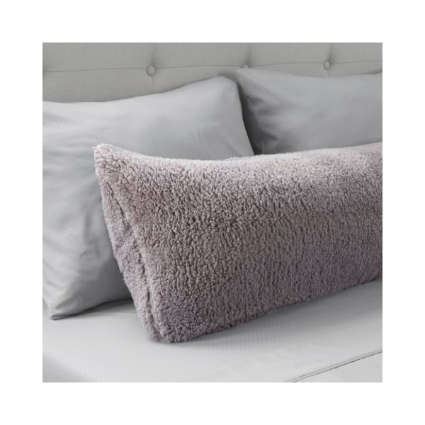 Hastings Home Body Pillow Cover, Soft Sherpa Pillowcase With Zipper, Fits Pillows Up To 51 Inches(Grey) - 985012OPS