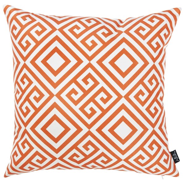 Gfancy Fixtures Orange Tropical Greek Printed Decorative Throw Pillow Cover - 18 x 18 in. - GF2627309