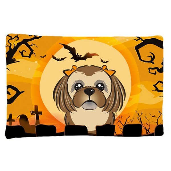 Carolines Treasures Halloween Chocolate Brown Shih Tzu Fabric Standard Pillowcase - BB1807PILLOWCASE