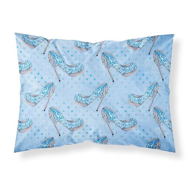 Carolines Treasures Carolines Treasures BB7554PILLOWCASE Watercolor Cinderella Shoe in Blue Fabric Standard Pillowcase - BB7554PILLOWCASE
