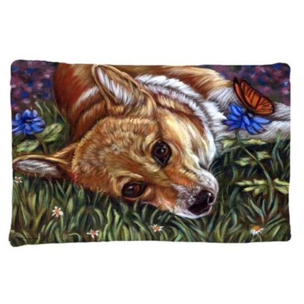 Carolines Treasures Carolines Treasures 7325PILLOWCASE Corgi Pastel Butterfly Fabric Standard Pillowcase - 7325PILLOWCASE