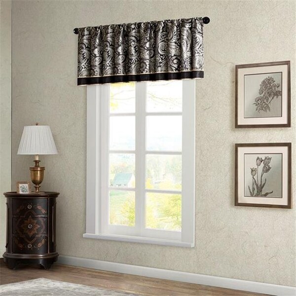 Madison Park Madison Park MP41-1606 Aubrey Jacquard Window Valance; Black - MP41-1606