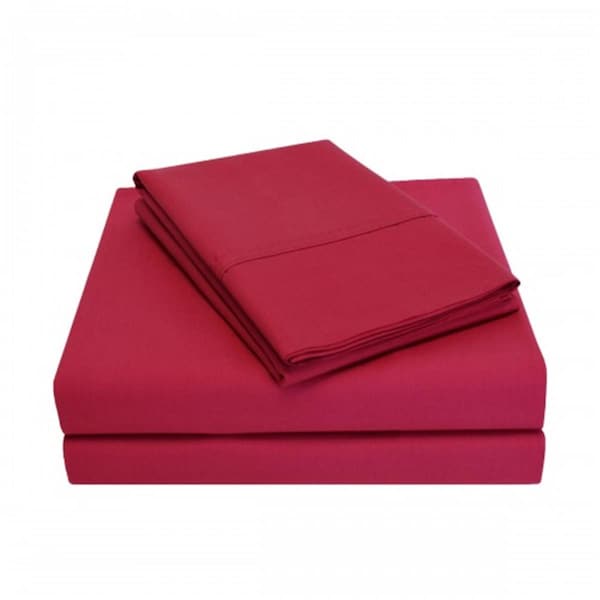 Luxor Treasures 300 Twin XL Sheet Set- Percale Solid Patterned - Burgundy - P300XLSH SLBG
