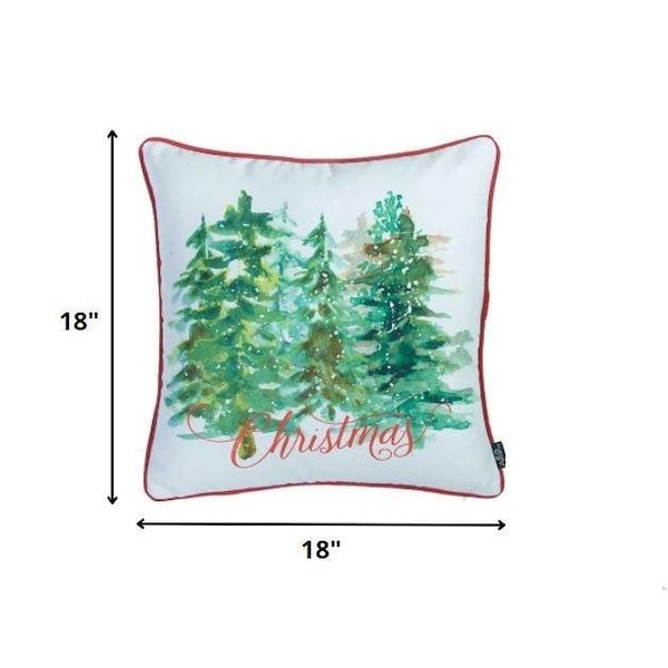Homeroots Multi Color Christmas Trees Printed Decorative Throw Pillow Cover 18 x 18 in. - 355450
