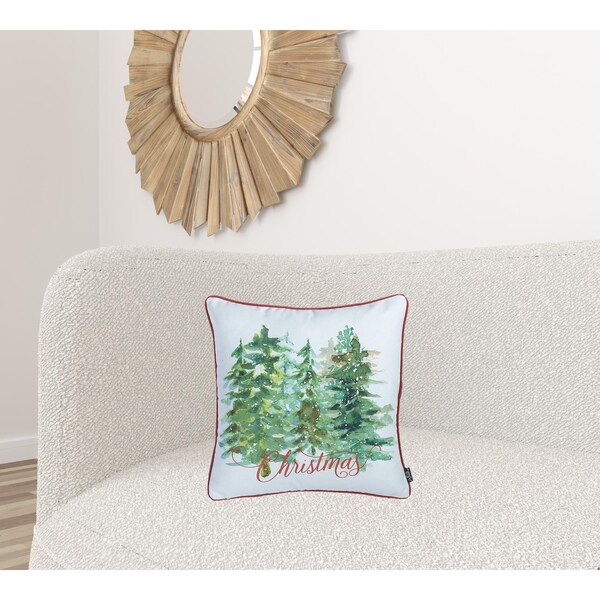Homeroots Multi Color Christmas Trees Printed Decorative Throw Pillow Cover 18 x 18 in. - 355450