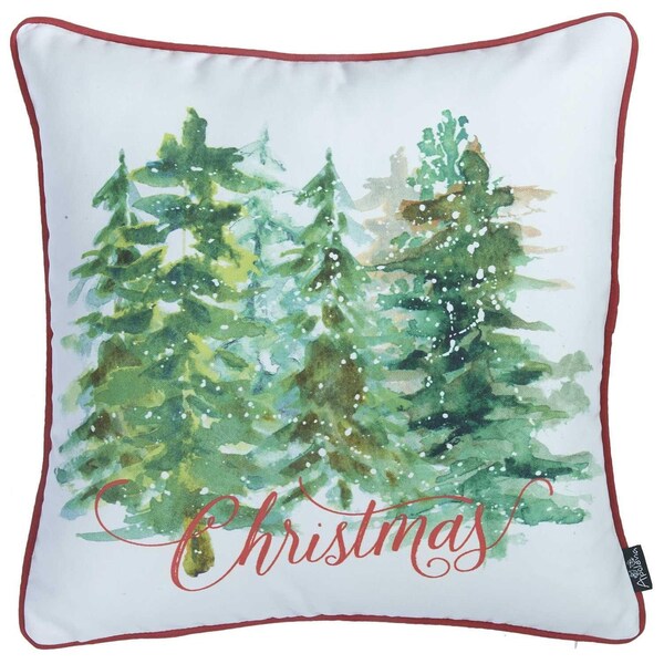Homeroots Multi Color Christmas Trees Printed Decorative Throw Pillow Cover 18 x 18 in. - 355450