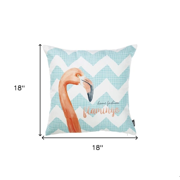 Homeroots Blue Tropical Flamingo Decorative Throw Pillow Cover 18 x 18 in. - 355435
