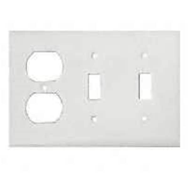 Eaton Wiring Devices Cooper Wiring 2158W-BOX 3 - Gang Toggle & Duplex Receptacle Plate; White - 6088702