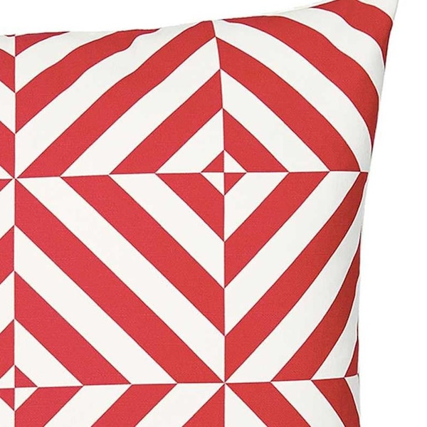 Homeroots Red Geometric Diagram Decorative Throw Pillow Cover Printed 18 x 18 in. - 355467