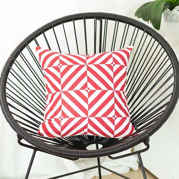 Homeroots Red Geometric Diagram Decorative Throw Pillow Cover Printed 18 x 18 in. - 355467