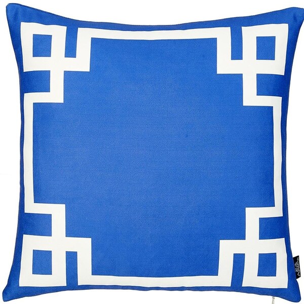 Homeroots Blue & White Geometric Decorative Throw Pillow Cover 18 x 18 in. - 355324