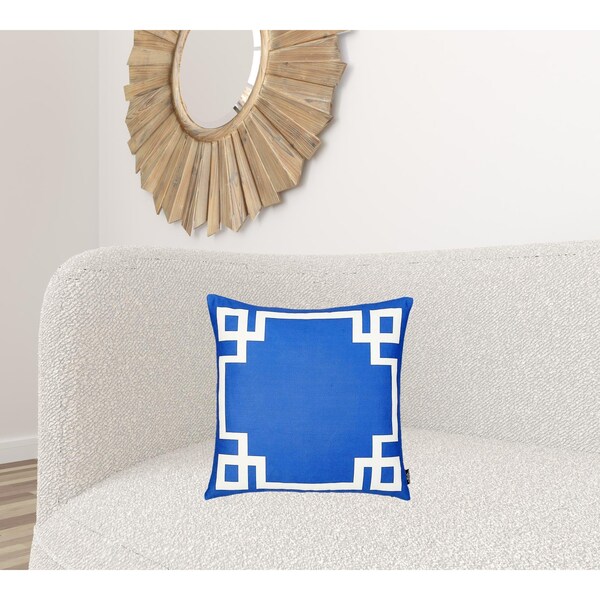 Homeroots Blue & White Geometric Decorative Throw Pillow Cover 18 x 18 in. - 355324