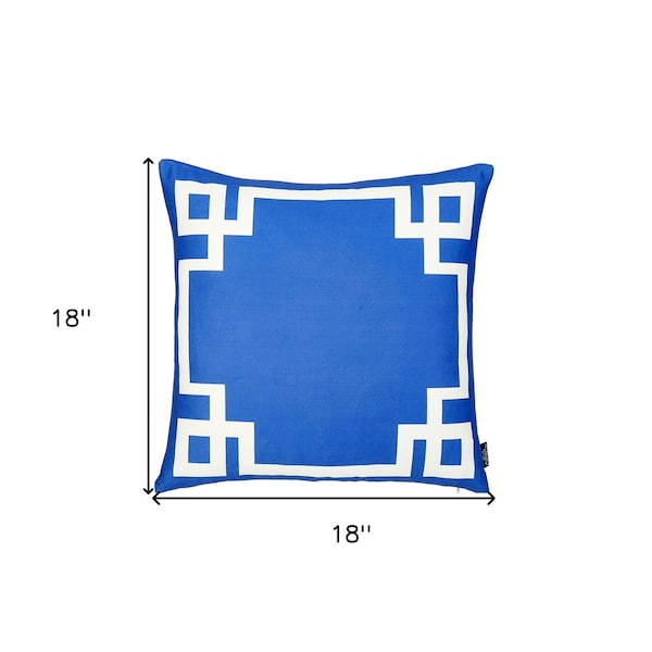 Homeroots Blue & White Geometric Decorative Throw Pillow Cover 18 x 18 in. - 355324