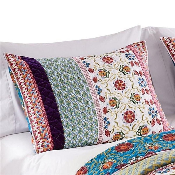 Deluxdesigns 36 in. Cotton Fill Medallion Print Quilted Pillow Sham, Multi Color - King Size - DE3345692