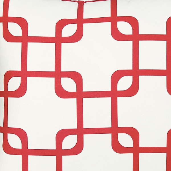 Homeroots Red Geometric Squares Decorative Printed Throw Pillow Cover 18 x 18 in. - 355591