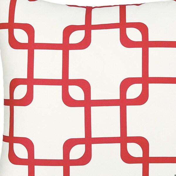 Homeroots Red Geometric Squares Decorative Printed Throw Pillow Cover 18 x 18 in. - 355591
