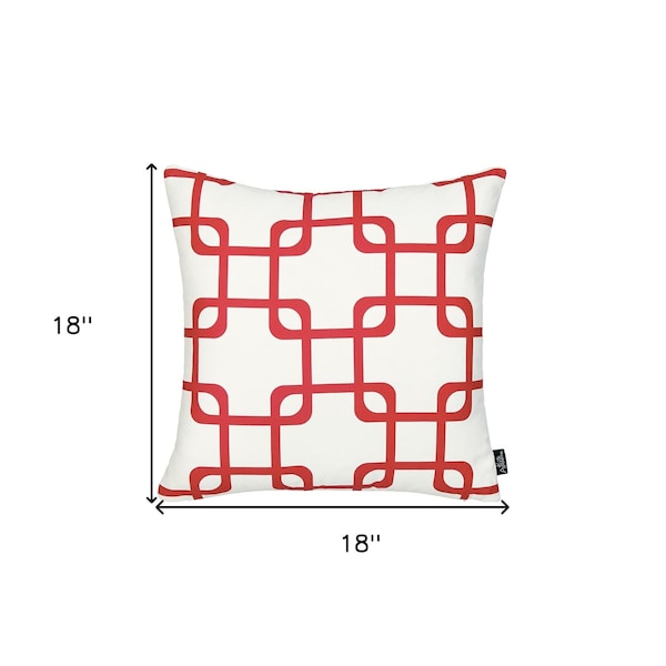 Homeroots Red Geometric Squares Decorative Printed Throw Pillow Cover 18 x 18 in. - 355591