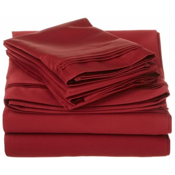 Impressions By Luxor Treasures Egyptian Cotton 1000 Thread Count Solid Sheet Set Full-Burgundy - 1000FLSH SLBG
