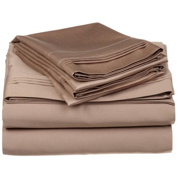 Impressions By Luxor Treasures Egyptian Cotton 650 Thread Count Solid Sheet Set Olympic Queen-Taupe - 650OQSH SLTP