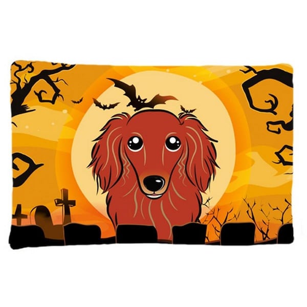 Micasa Halloween Longhair Red Dachshund Fabric Standard Pillowcase - MI253635