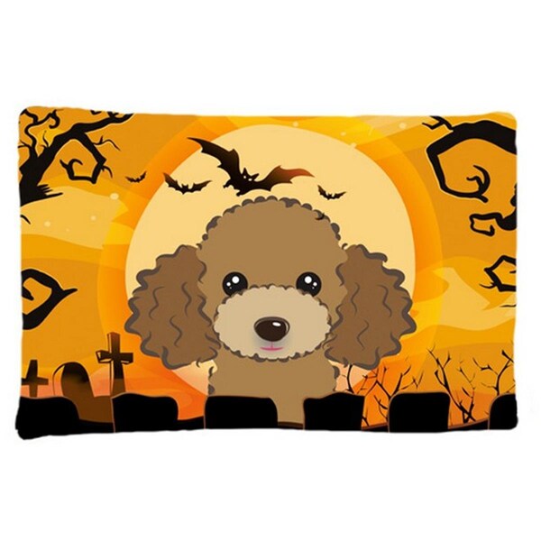 Carolines Treasures Halloween Chocolate Brown Poodle Fabric Standard Pillowcase - BB1814PILLOWCASE