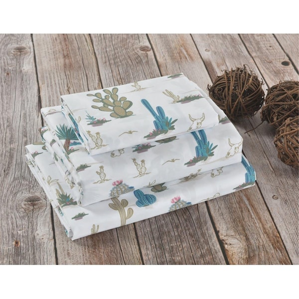 Convenience Concepts Saguaro Desert Cactus Print Sheet Set, Multi Color - Queen Size - HI3036895