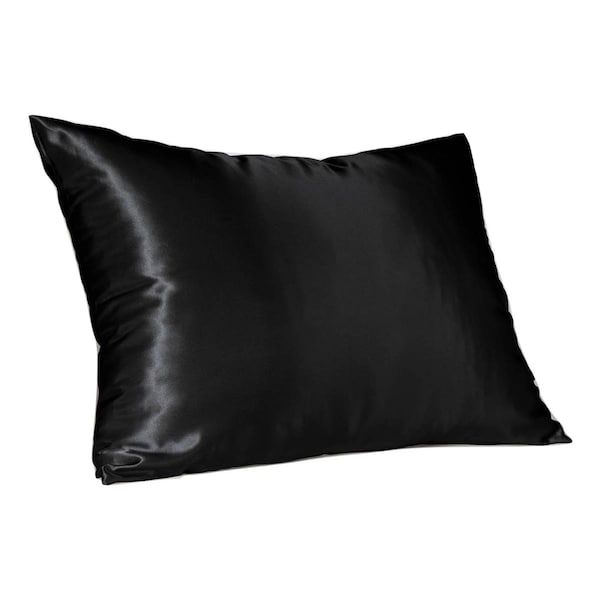 Sweet Dreams Satin Pillowcase with Hidden Zipper Queen - Black - 4100QBLK