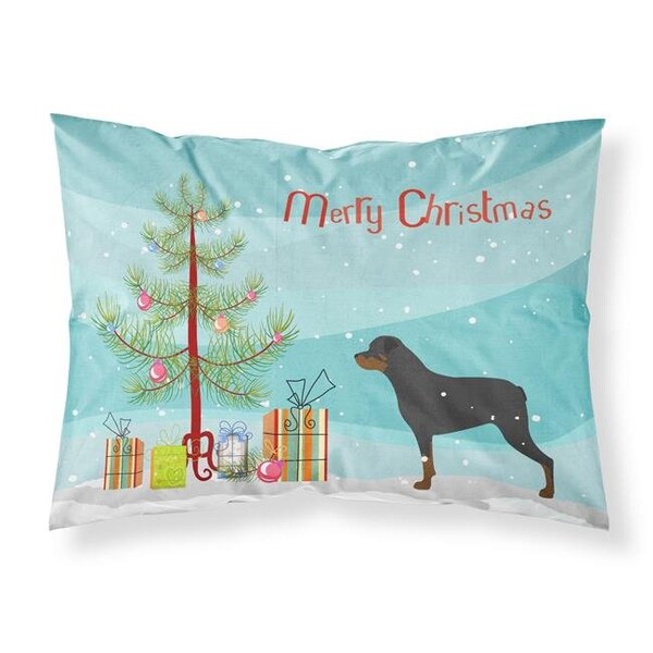 Carolines Treasures Carolines Treasures BB2984PILLOWCASE Rottweiler Merry Christmas Tree Fabric Standard Pillowcase - BB2984PILLOWCASE
