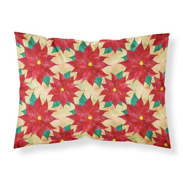 Jensendistributionservices Poinsetta Christmas Fabric Standard Pillowcase - MI229755