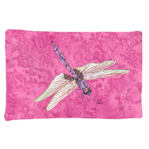 Carolines Treasures Carolines Treasures 8891PILLOWCASE 20.5 x 30 in. Dragonfly on Pink Moisture Wicking Fabric Standard Pillow Case - 8891PILLOWCASE