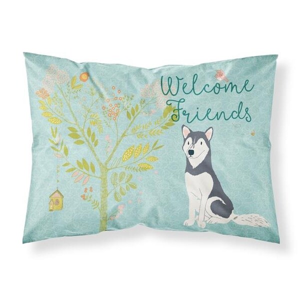 Carolines Treasures Carolines Treasures BB7594PILLOWCASE Welcome Friends Siberian Husky Fabric Standard Pillowcase - BB7594PILLOWCASE