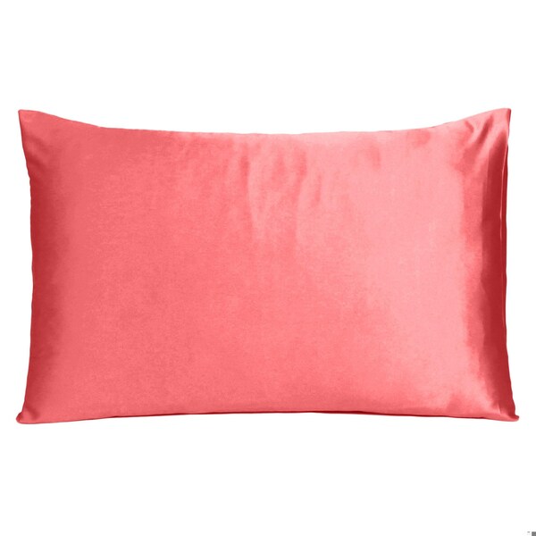 Homeroots 20 x 26 in. Coral Dreamy Silky Satin Standard Size Pillowcases - 387863