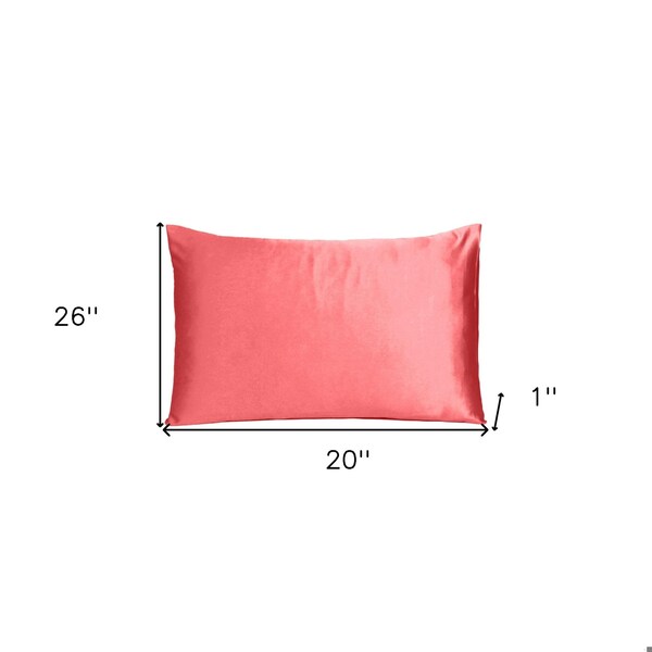 Homeroots 20 x 26 in. Coral Dreamy Silky Satin Standard Size Pillowcases - 387863
