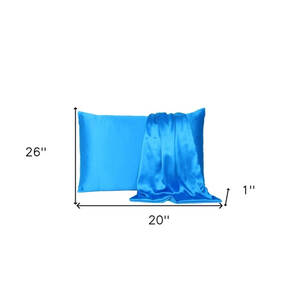 Homeroots 20 x 26 in. Blue Dreamy Silky Satin Standard Size Pillowcases - 387857