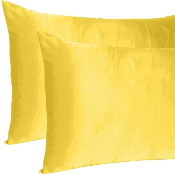 Homeroots 20 x 40 in. Lemon Dreamy Silky Satin King Size Pillowcases - 387841