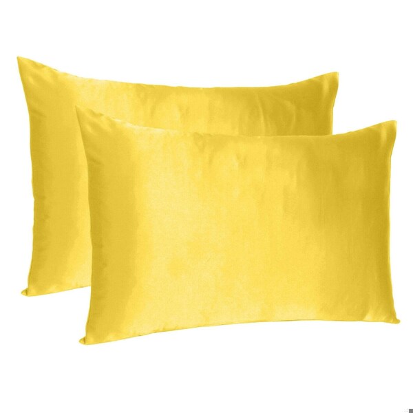 Homeroots 20 x 40 in. Lemon Dreamy Silky Satin King Size Pillowcases - 387841