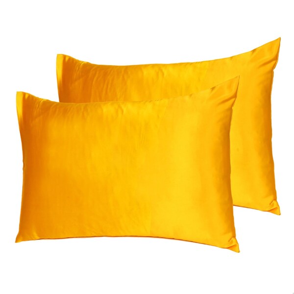 Homeroots 20 x 30 in. Goldenrod Dreamy Silky Satin Queen Size Pillowcases - 387914