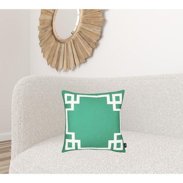 Homeroots Green & White Geometric Decorative Throw Pillow Cover 18 x 18 in. - 355323