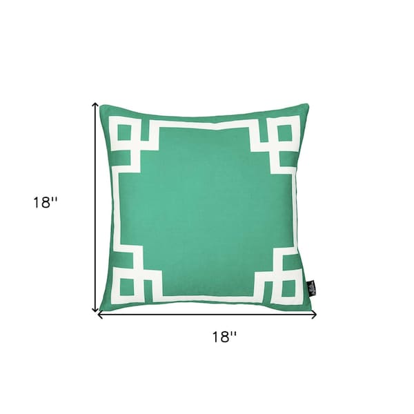 Homeroots Green & White Geometric Decorative Throw Pillow Cover 18 x 18 in. - 355323
