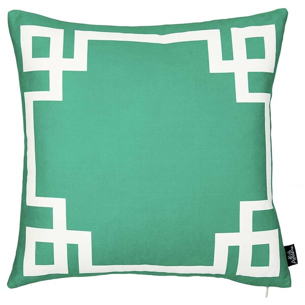 Homeroots Green & White Geometric Decorative Throw Pillow Cover 18 x 18 in. - 355323