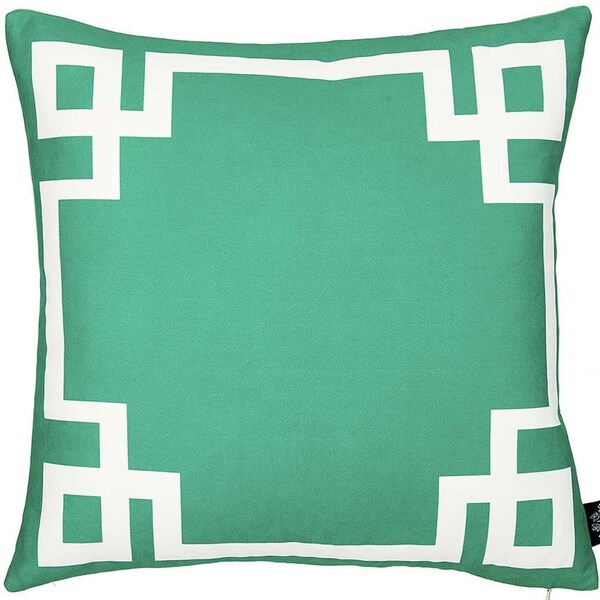 Homeroots Green & White Geometric Decorative Throw Pillow Cover 18 x 18 in. - 355323
