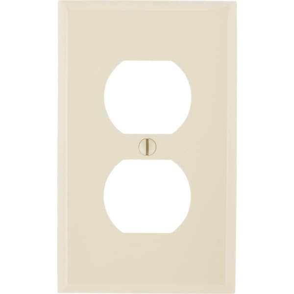 Leviton Commercial Grade 1-Gang Thermoplastic Outlet Wall Plate, Ivory - 021-80703-00I