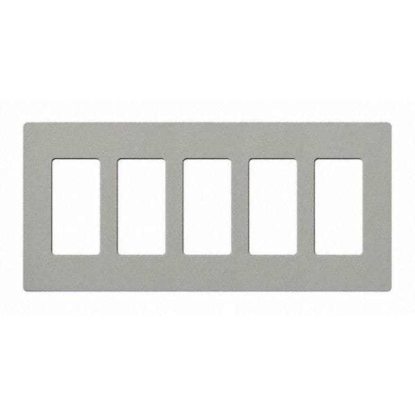 Lutron Designer Wall Plates, Number of Gangs: 5 Gloss Finish, Gray - CW-5-GR