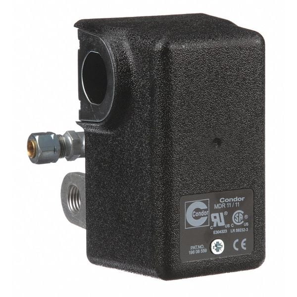 Interruptor de presión Condor Usa, (4) puertos, 1/4 pulgadas FNPT, DPST, 20 a 105 psi, Acción estándar - 11ECXE
